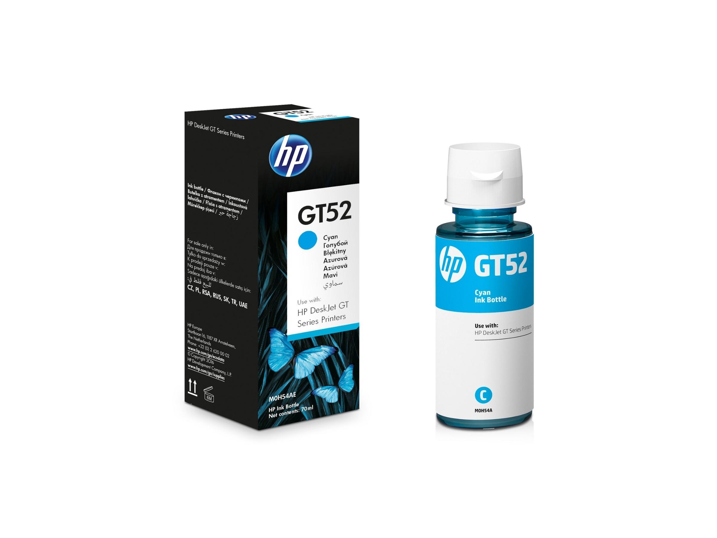 HP GT52 Cian · foto de una botella