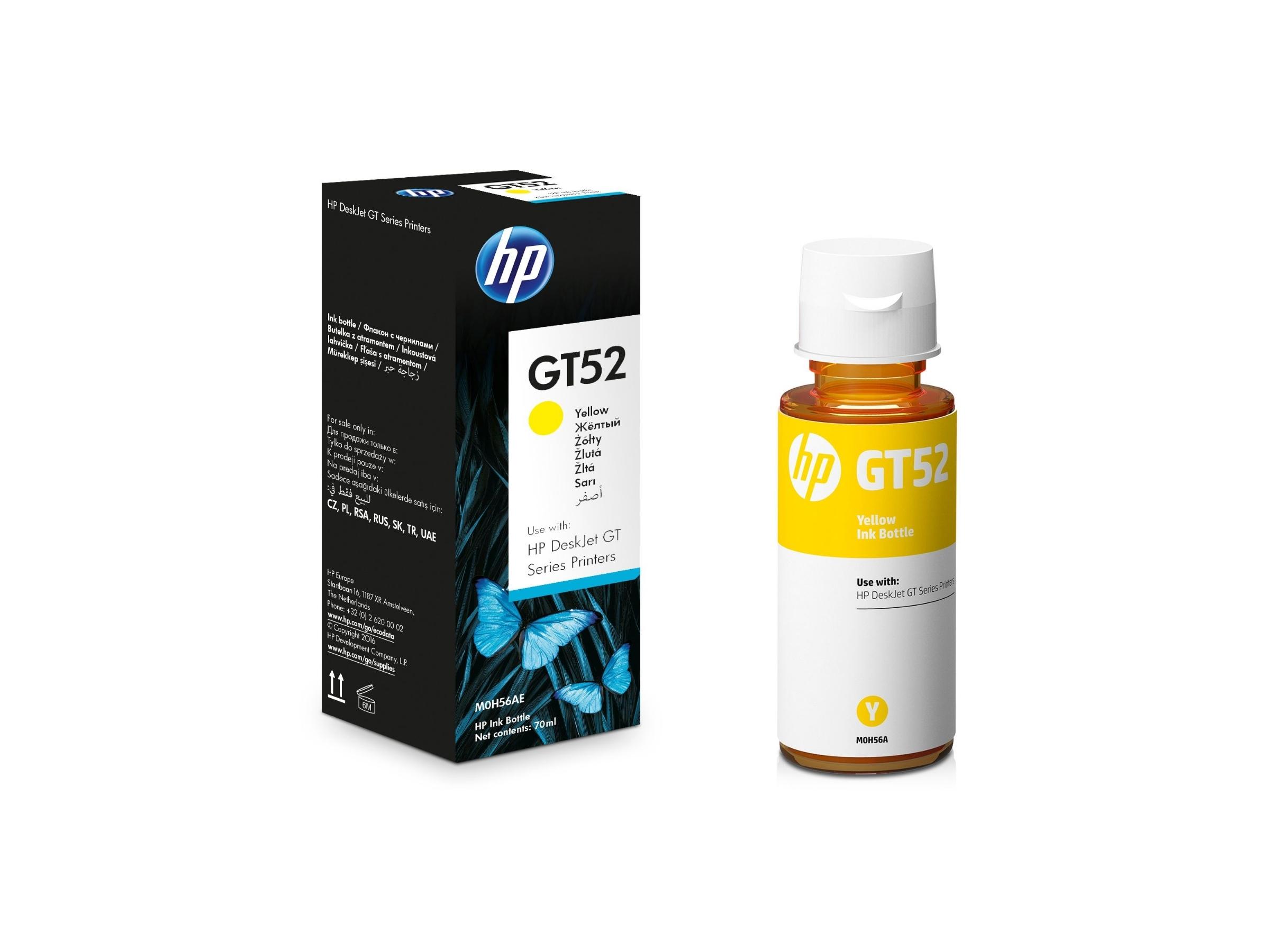 HP GT52 Amarillo · foto de una botella